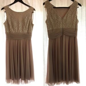 Semi-formal gold/beige dress.